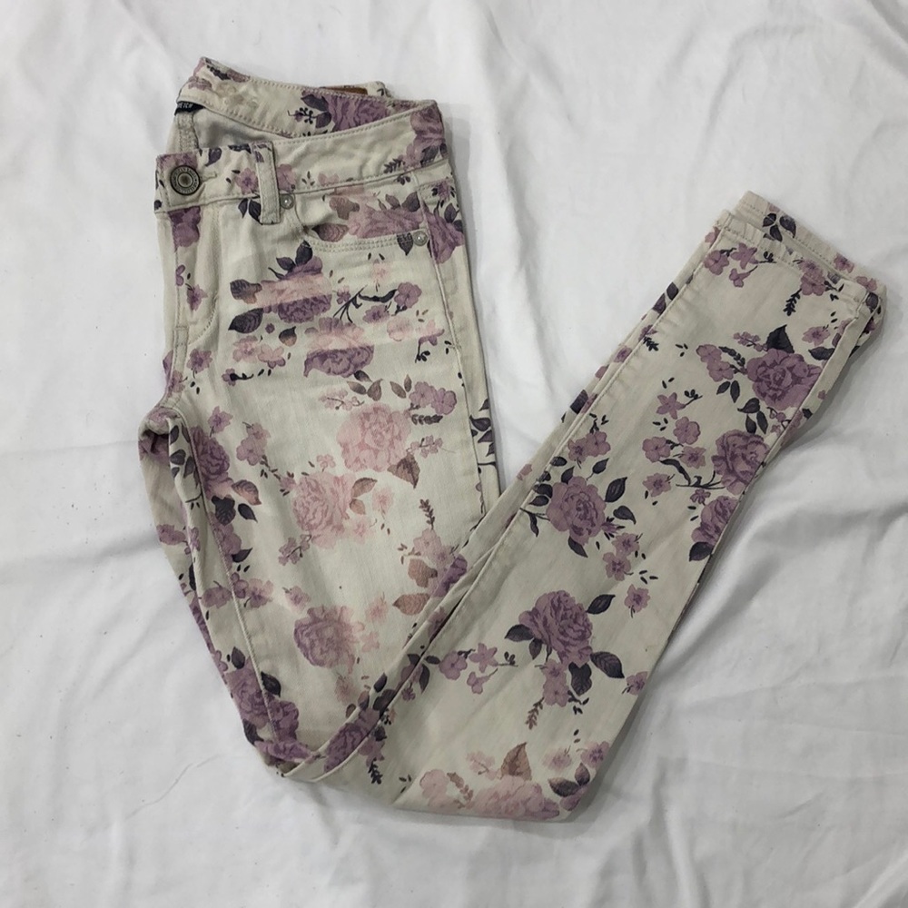 Floral designed skinny jeans